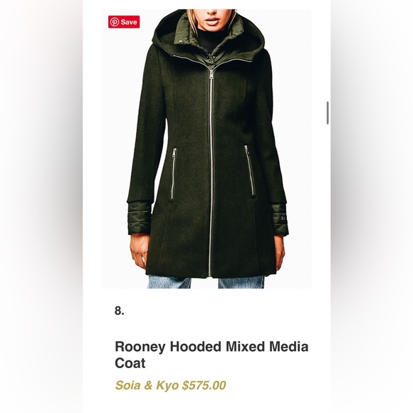 Soia & Kyo Jackets & Blazers - Soia & Kyo Rooney Hooded Mixed Media Coat- Large- deycleaned
